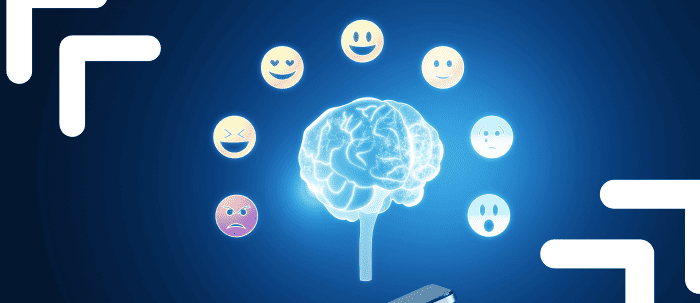 Cerebro rodeado de diferentes emociones