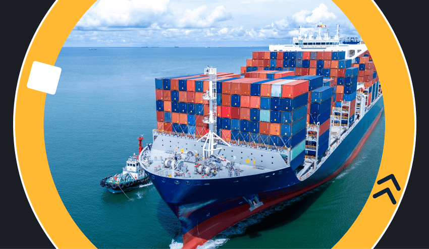 Concepto de exportación e importación en barco