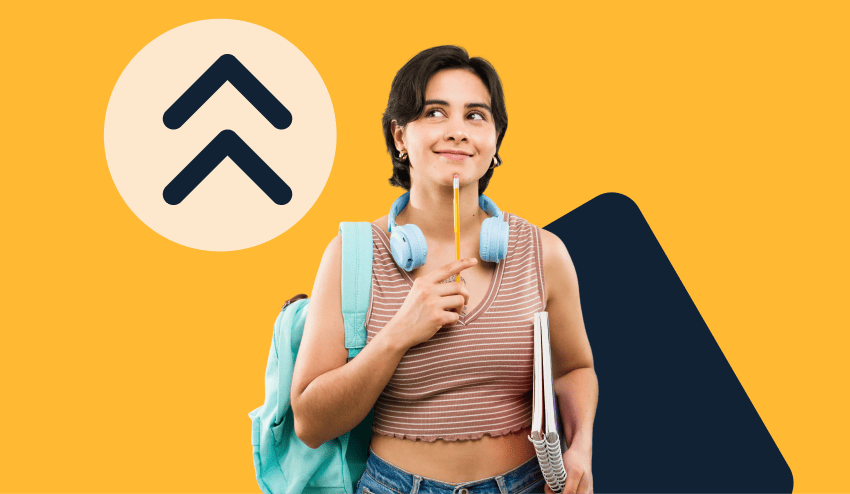 Mujer universitaria pensativa por su carrera