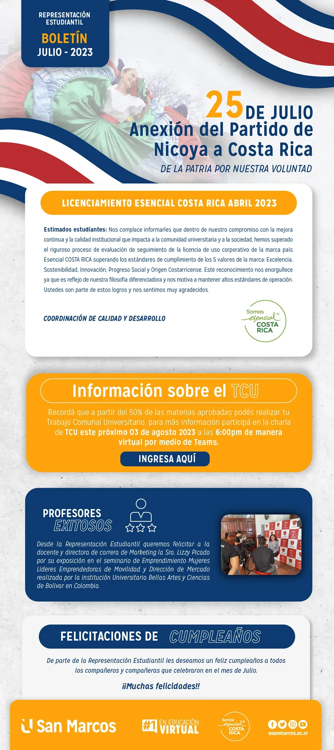 Boletín de Representación Estudiantil de Julio 2023